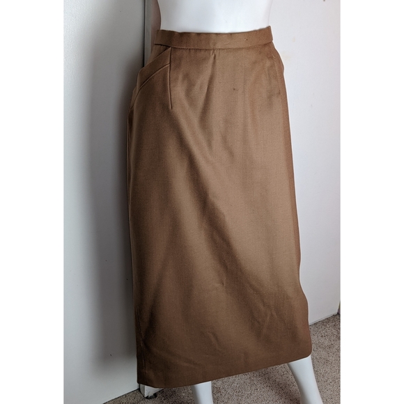 Pendleton | Tan Skirt 100% Virgin Wool Zip Back 2 Front Pockets Full Lining 12 - Picture 8 of 15